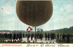 Thema Militär: "Luftballon-Compagnie", farbige AK mit sehr belebter ...