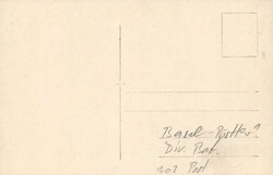 Thema Militär: Feldpöstler(?) beim Bahnhof Basel, s/w Fotokarte, ...