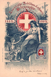 Thema Telegraphie: "Zum 50 jähr. Jubiläum d. schweiz. Telegraphie ...