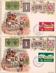 Thema Postkutsche: "Die letzte Post vom St. Gotthard", zwei gleiche ...