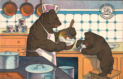 Thema Reklame: "Berner Alpenmilch Bärenmarke", farbige Werbekarte, ...