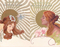 Thema Reklame: "Dunlop - Die Perle aller Pneumatic", zwei farbige ...