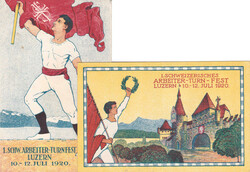 1920, "1. Schweizerisches Arbeiter-Turnfest Luzern 1920", zwei ...