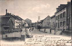 1906, "Binningen - Obere Hauptstrasse", s/w AK, sehr belebte ...