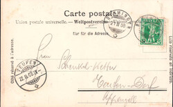 1908, "Gruss aus Bottmingen", s/w Lichtdruckkarte, passend gest. ...