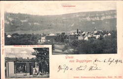 1904, "Gruss aus Duggingen", s/w Lichtdruckkarte mit zwei Ansichten: ...