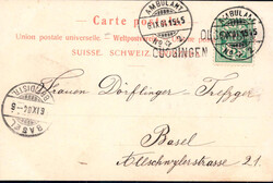 1904, "Gruss aus Duggingen", s/w Lichtdruckkarte mit zwei Ansichten: ...