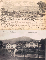 1898/1912, "Gruss aus Grellingen", s/w Litho- bzw. Lichtdruckkarte, ...