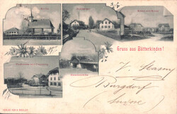 1903, "Gruss aus Bätterkinden", s/w Lichtdruckkarte mit fünf ...