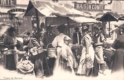 ca. 1910, "Types de Genève", s/w Lichtdruckkarte, sehr belebte ...