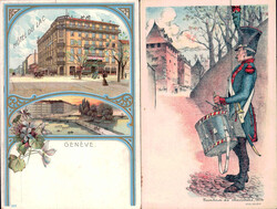 ca. 1900, "Hôtel du Lac - Genève" und "Tambour de chasseurs, 1814", ...