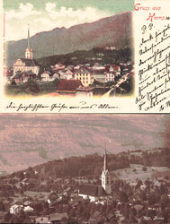 1899/1920, "Gruss aus Kerns", farbige Lichtdruckkarte und s/w ...