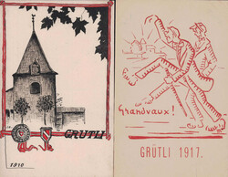 Thema Studenten: "Grutli 1910" bzw. "Grütli 1917", zwei ungebrauchte ...