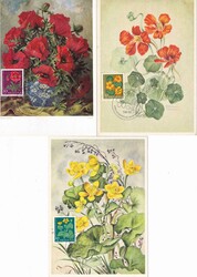 1959, Serie ohne Hilty, 4 Maximumkarten mit ET-Stempeln