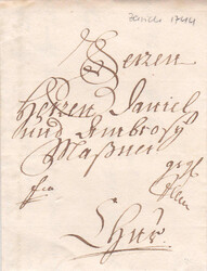 1744, Zürich, Faltbrief mit Inhalt nach Chur