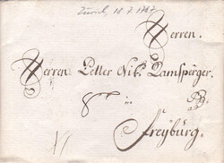 1787, Zürich, Faltbrief mit Inhalt nach Freiburg