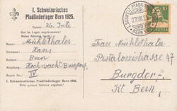 1925, 1. Pfadfinder-Lager Schweiz, Karte "AK Bern" mit rücks. ...