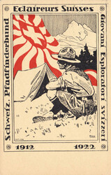 1922, "Schweiz. Pfadfinderbund", bunte PK, Automobilpost-Stempel "16 ...
