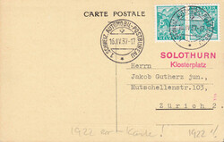 1922, "Schweiz. Pfadfinderbund", bunte PK, Automobilpost-Stempel "16 ...