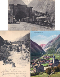 Kt. Uri: 4 versch. "Gotthard-Karten", mit Göschenen und Dampfzug, je ...