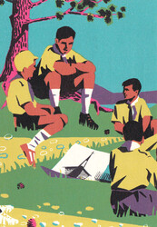 1962, 3 versch. Künstler-Karten zum 50. Jubiläum "Eclaireurs ...