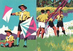 1962, 3 versch. Künstler-Karten zum 50. Jubiläum "Eclaireurs ...