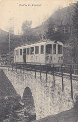 1920, "Monthey - Champéry - Morgins"-Bahn, Grossansicht auf "Pont de ...