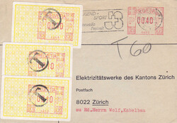 1984, 40Rp.-Firmenfreistempel-Frankatur von Winterthur nach Zürich, ...