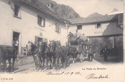 1904, "La Poste du Simplon", Postkutsche vor Restaurant "Berisal", ...