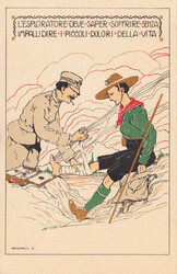 um 1930, Italien: 3 Künstler-Karten auf büttenpapierähnlichem ...