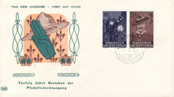 1957, Kombinationen aus dem Pfadfinder-Kleinbogen auf 3 verschiedenen ...