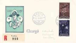 1957, Kombinationen aus dem Pfadfinder-Kleinbogen auf 3 verschiedenen ...