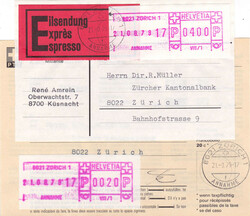 1979, Typ 6 auf 4 versch. Belegen, alle portogerecht, 3x Express (3 ...
