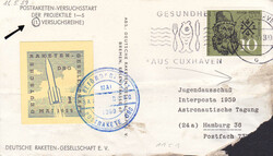 1959/60, 3 verunglückte Raketenpost-Briefe, Post Raketenversuch (1. ...