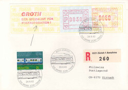 1982, Verlag Groth-Firmenfreistempel mit ATM-Zusatz und Sonderstempel ...