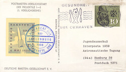 1959, Raketenpost, Post-Rakete (1. Versuch), Brief mit beiden ...