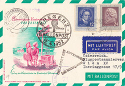1952, Ballon "Zürich" auf A-PJ-Ballonpost mit seltener Zuleitung ab ...