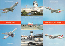 1970/80, "Zürich + Flughafen Kloten", 4 versch. bunte AK's, alle mit ...