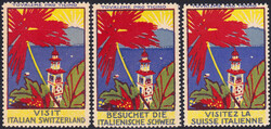 um 1940, "Besucht die Italienische Schweiz", 3x gleich Vignette in dt ...