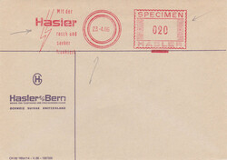 1966, aus der Hasler-Maschine: Maschinenstempel mit Specimen, ...