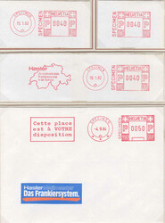1982/84, Hasler-Frankiermaschine, versch. auf Ausstellungsblatt, je ...