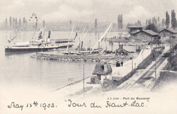 um 1902, "Bouveret - Le Port et la gare" mit Dampfer "Winkelried".