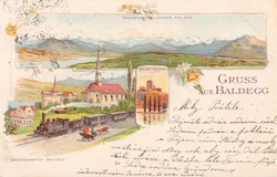 1918, "Gruss aus Baldegg", bunte Lithokarte, ab Ausland versendet ...