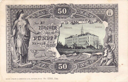 1907, "Sarnen", "Zürcher 50er Note", passender Rundstempel "Sarnen ...