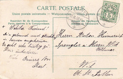 1907, "Sarnen", "Zürcher 50er Note", passender Rundstempel "Sarnen ...