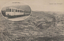 ca. 1920, "Birsigtal"-Relief mit gr. Detail-Aufnahme der "Bahn".