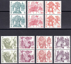 1977, Volksbräuche, kompl. Serie (9 Werte) im senkr. Paar, je mit ...