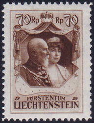 1929, 70Rp. Huldigung Fürst/Fürstin, tadellos.