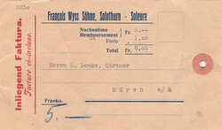 1930, 1.05Fr.-NN-Fakturaumschlag mit rücks. Freistempel-Frankatur ...