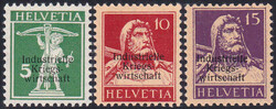 1918, IKW, dünner Aufdruck, 3 versch. Werte, postfrisch, 5 + 15Rp. ...